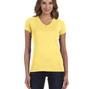Ladies' Baby Rib Short-Sleeve V-Neck T-Shirt